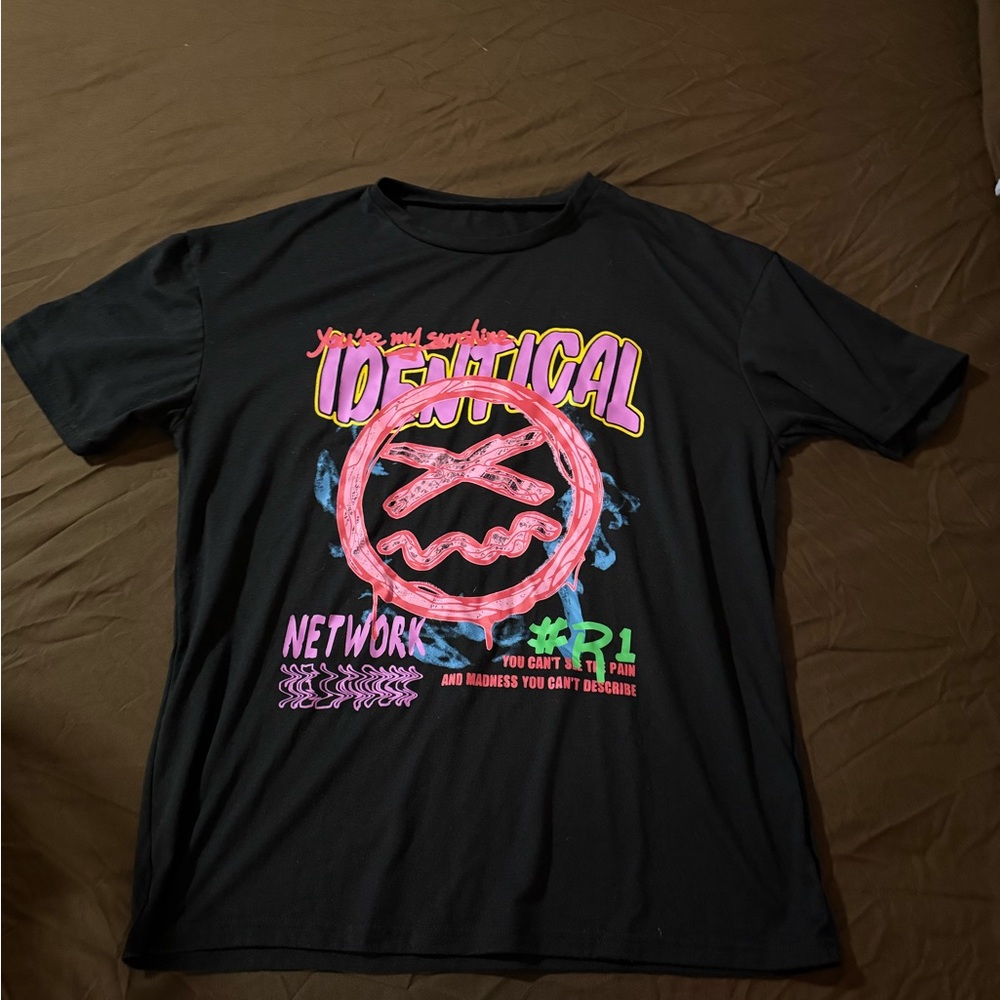 SHEIN Black Tee with Colorful Graphic